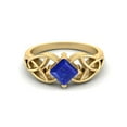 thumbnail image 2 of 5mm Forme Carrée Naturel Lapis 925 Argent Vermeil Celtique Femmes Bague de Fiançailles, 2 of 4