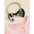 thumbnail image 6 of Suealasg 3Pcs Newborn Baby Girl Outfits Short Sleeve Ribbed Romper + Camouflage Print Flared Pants + Headband Set 3 6 12 18 Months Infant Girls Summer Clothes, 6 of 8