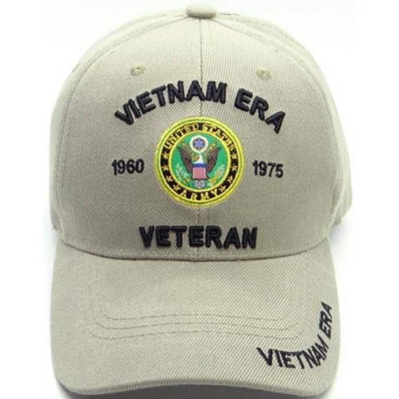 Army Vietnam ERA Veteran Military Baseball Cap Mens, Tan Khaki U.S. Warriors