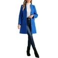 thumbnail image 2 of INSPIRE CHIC Women's Elegant Winter V Neck Long Sleeve Single Breasted Long Overcoat S Sea Blue, 2 of 6
