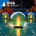 thumbnail image 6 of Postlucky 2-Pack 5.9" Solar Floating Globe Lights, IP66 Waterproof, Crystal Clear, Warm White Flickering Candle Lights for Pool Garden Backyard, 6 of 8