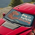 thumbnail image 3 of KUIFORTI Windshield Sunshade Block Heat and Sun UV Rays, Car Sun Visors for Windshield - Keeps Your Vehicle Cool, Cute Dog On Board Human Driving, 3 of 6