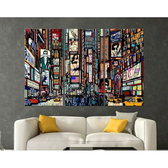 Luvia New York Illustration New York Canvas Modern City Print Urban Wall Decor Multi Panel Canvas Skyscraper Canvas, 8x10 UNFRAMED