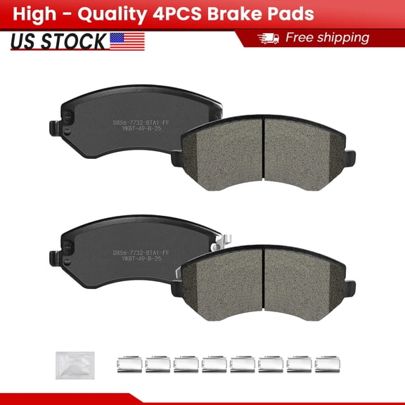 ACB ZONE Front Ceramic Brake Pads with Hardware for 2004-2007 Chrysler Town & Country 2001-2007 Dodge Caravan 2002 - 2007 Jeep Liberty (S-856)
