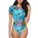 thumbnail image 1 of Balery Corals and Tropical Fish Body de cuello redondo de manga corta para mujer Tops de manga corta Tops básicos-Large, 1 of 7