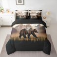 thumbnail image 2 of Castle Fairy Safari Bear Twin Bedding Sets 7-Piece for Boys Girls,Black Brown Bedding Comforter Set Microfiber,Moutain Jungle Animal Breathable Sheet Sets,Super Cozy Room Decor,Reversible, 2 of 8