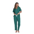 thumbnail image 3 of ANLIQI Women's 100% Cotton Pajama Set Button Down Sleepwear Short Sleeve Shirt and Long Pants Soft ladies Lounge Sets(Green, M), 3 of 7