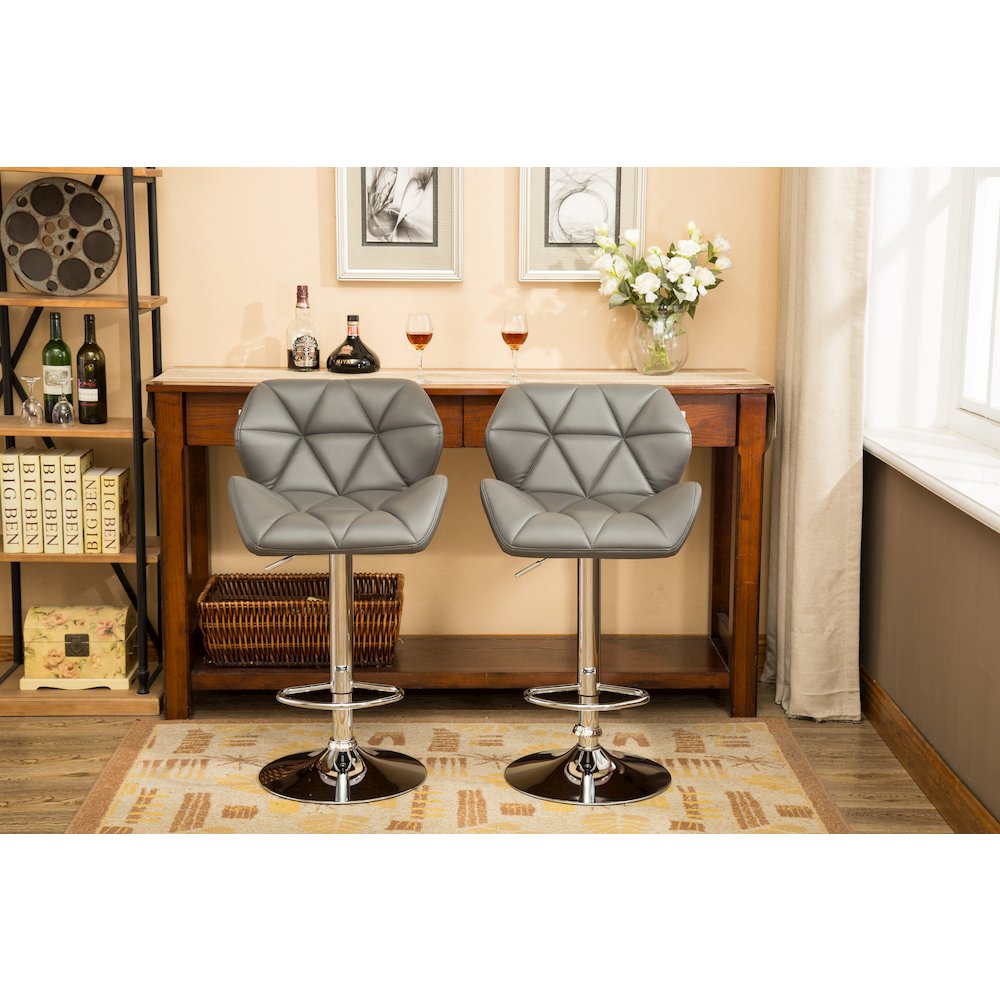 Roundhill Furniture Glasgow Contemporary Tufted Adjustable Height Hydraulic Bar Stools, Set of 2, Black