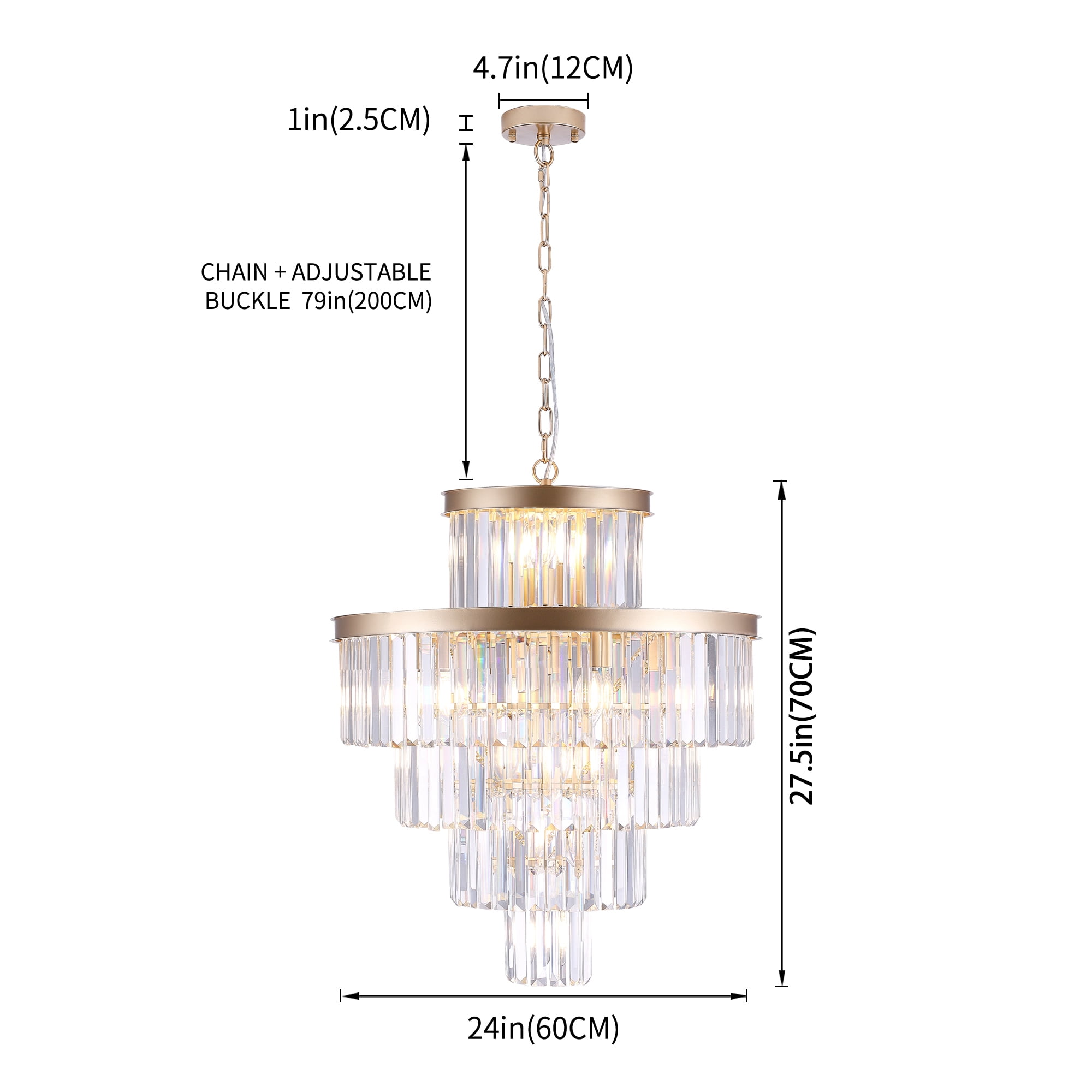 Jopath 23.6 Inch Golden Luxury Crystal Chandelier Modern Chandeliers Lights Fixture Hanging Pendant Light Fixture for Dining Room Bedroom Living Room