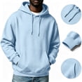 thumbnail image 4 of Men Hoodie Sweatshirt Pullover with Kangaroo Pocket Lightweight Casual Hooded Top Apparel for Spring Fall Wear Light Blue L, 4 of 6