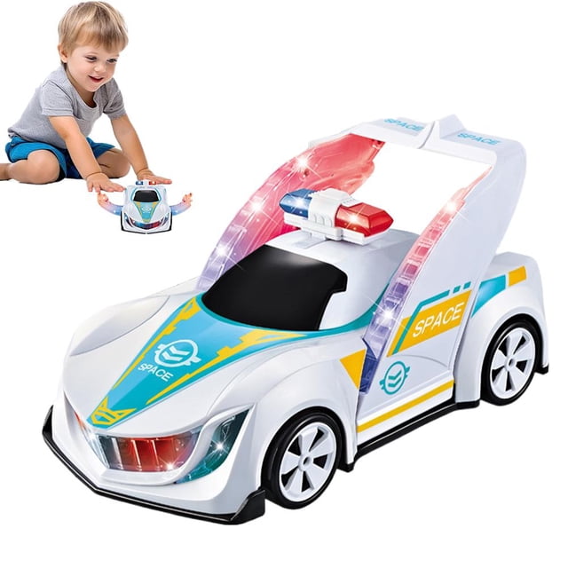 Electric Transforming Police Car with 360 Rotation, Lights & Music - Intelligent Toy for Kids