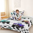 thumbnail image 4 of Manfei Modern Moster Truck Queen Comforter Set,Checkerboard Comforter Sets Queen,White,Light Gray Reversible,3-Piece,1 Comforter and 2 Pillowcases, 4 of 7
