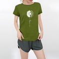 thumbnail image 2 of NAMTYQX Shirts for Women Soft Plus Size Graphic Stretchy Print Round Neck Baggy Short Sleeve Trendy Women's Blouses Army Green Size XL, 2 of 5