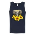 thumbnail image 2 of Wild Bobby, Elephant Sunflower Cute Love Animal Lover Mens Graphic Tank Top, Navy, Large, 2 of 3