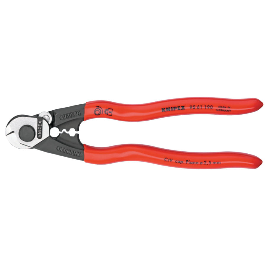 Cable Cutter 7-1/2" Wire Rope Stripper Pocket Sized Shear-Cut Blades Vinyl Grip 