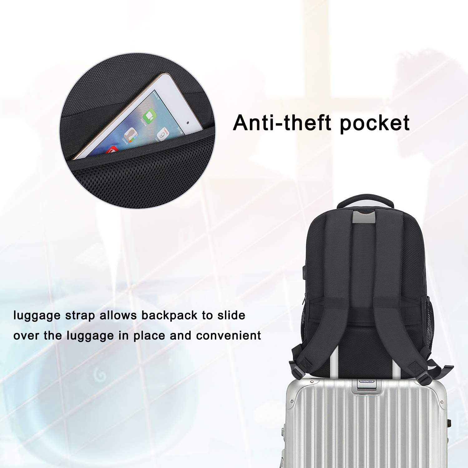 backpack with luggage slide over