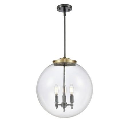 

Innovations Lighting Beacon - 3 Light 16 Pendant Clear/Black Antique Brass