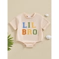 thumbnail image 4 of Baby Boy Short Sleeve Romper Round Neck Letter Print Jumpsuit Infant Toddler Jumpsuit Little Brother Summer Clothes, 4 of 10