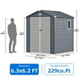 thumbnail image 2 of Dextrus 6.3x6.2ft Outdoor Resin Storage Shed with Windows,Vents,and Secure Doors,All-Weather Plastic Storage Unit for Poolside,Lawn,Backyard,and Patio, 2 of 5