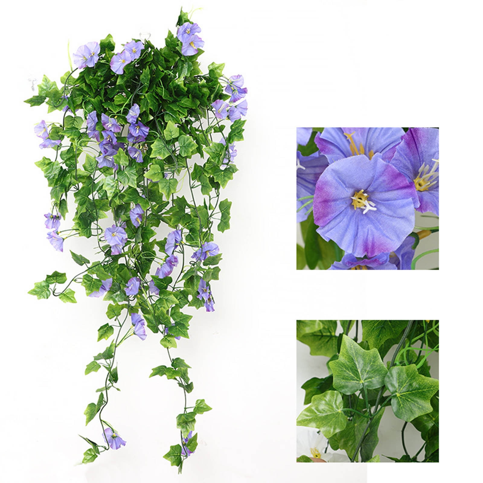 Artificial Hanging Flowers Outdoor - UV Resistant Violet Wisteria & Petunias for Porch, Garden & Wedding Decor - Silk Spring Flower Garland