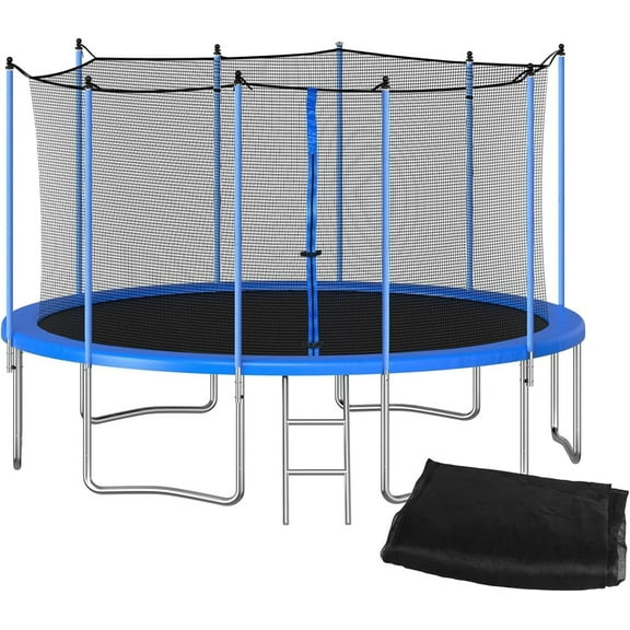 LeffEase Replacement 15FT Round Accessory Trampoline Net with 10 Poles -NET ONLY