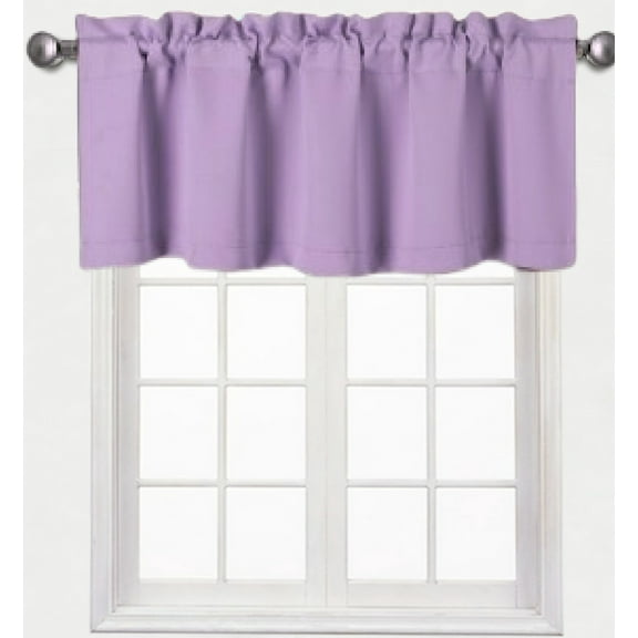 1 piece lilac valance TVLO-18 blackout thermal tier window treatment rod pocket kitchen bathroom size 54" wide X 18" length for short window room darkening