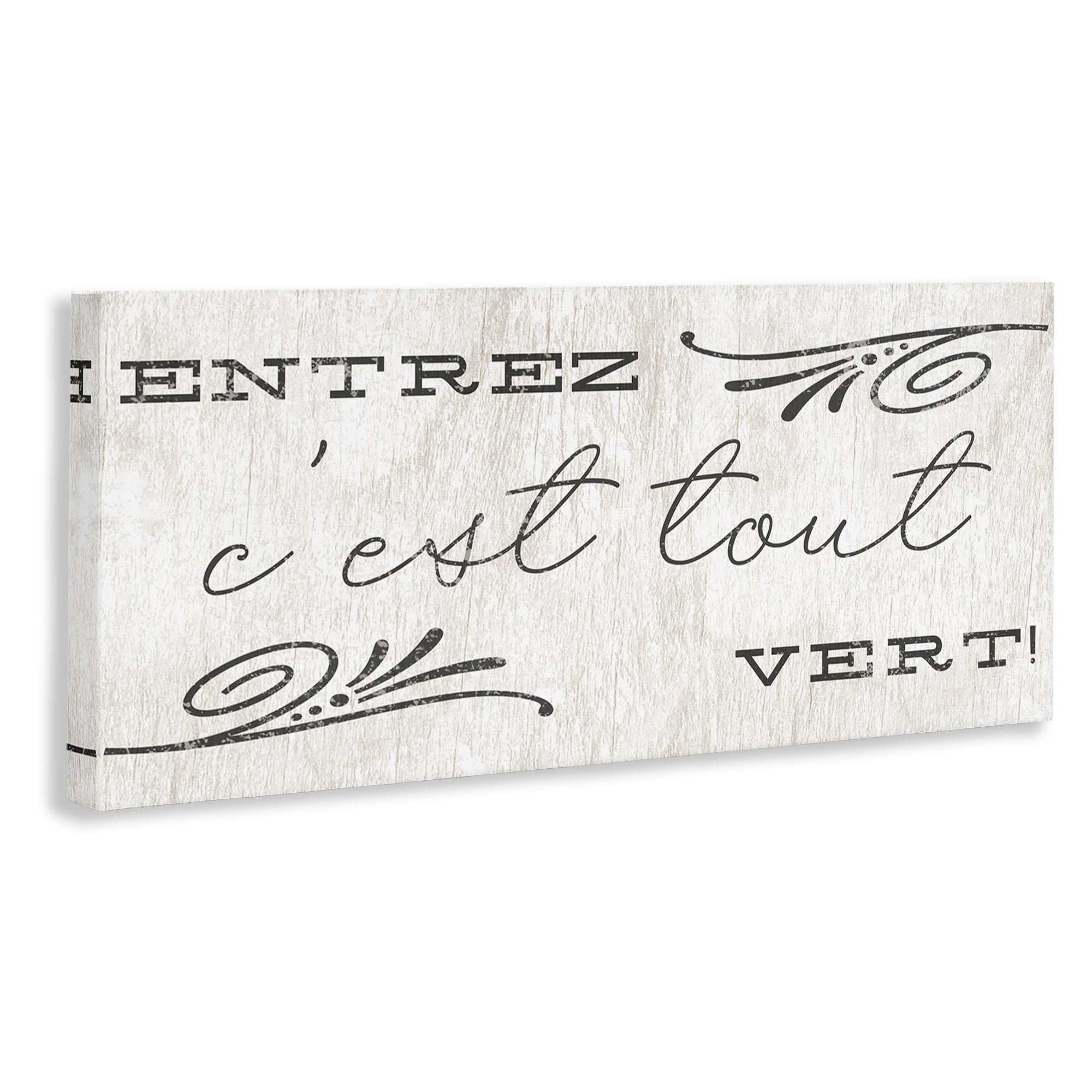 Stupell Industries French Come In Phrase Text & Numbers Painting Wrapped Canvas Art Print Wall Art, 40 x 17