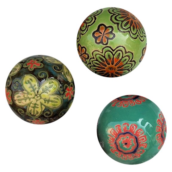 Ciwanning 3PCS Ancient Floating Ceramic Ball Handpainted Aquariums Decoration Ball For Desktop Pool Wedding Event Home Decors