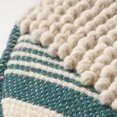 thumbnail image 4 of GDF Studio Villard Boho Handcrafted Fabric Cylinder Pouf, White and Teal, 4 of 7