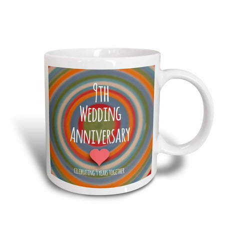3dRose 9th Wedding  Anniversary  gift  Pottery celebrating 