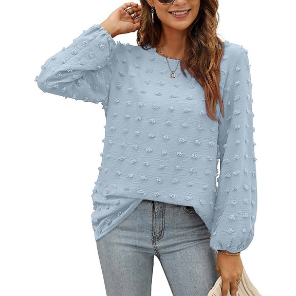 Xunlbb Plus Size Tops for Women, Women's Loose Long Sleeve Round Neck T-Shirt Bottoming Top S-2XL Gifts for Her
