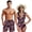 Cherry Blossom, variant on Honduras Flag Couple Matching Swimwear Summer Beachwear Women's One Piece Ruffle Swimsuit Tummy Control Bathing Suit V Neck Swimwear & Mens Swim Trunks Beach Shorts