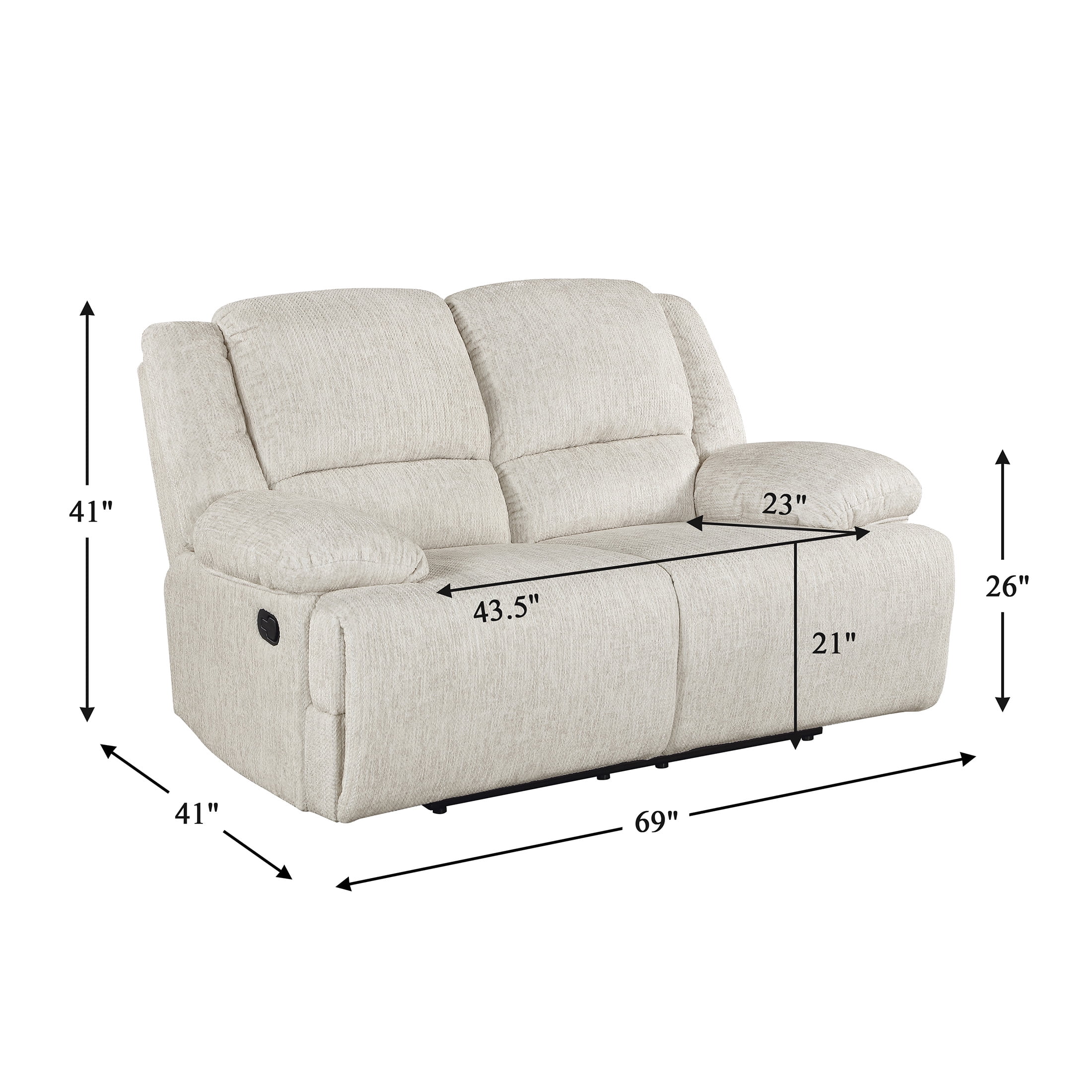 OakvillePark Modenza Microfiber Manual Double Reclining Love Seat, Vanilla-Beige