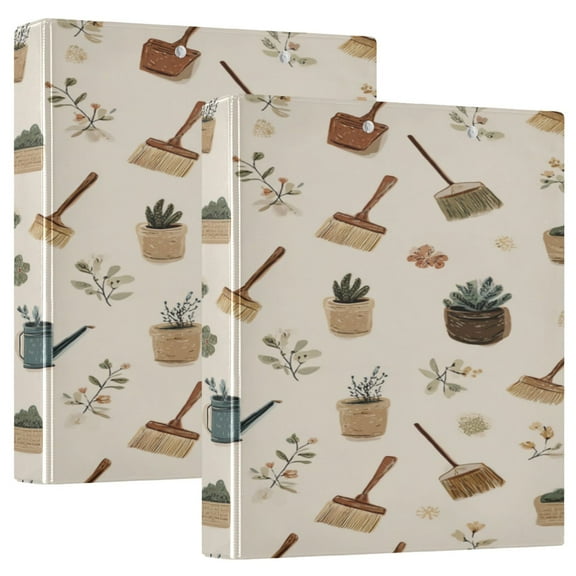 3 Ring Binder 1.5 inch Round Rings with Interior Pockets Binders Organizer Office School 2Pack Tiny Landscapes