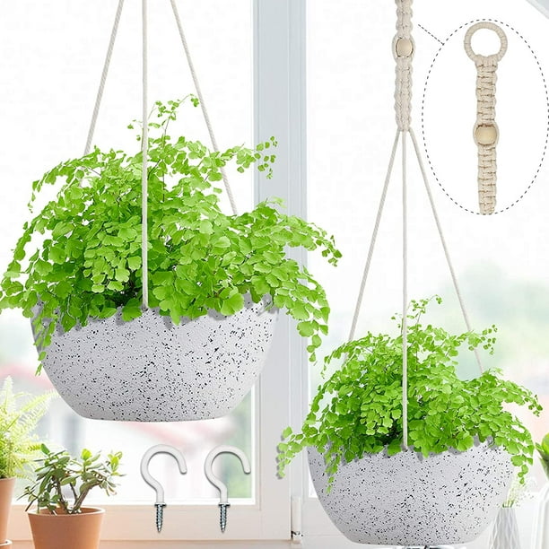HTOOQ 2 Pack Hanging Planters for Outdoor Indoor Plants, 8 Inch