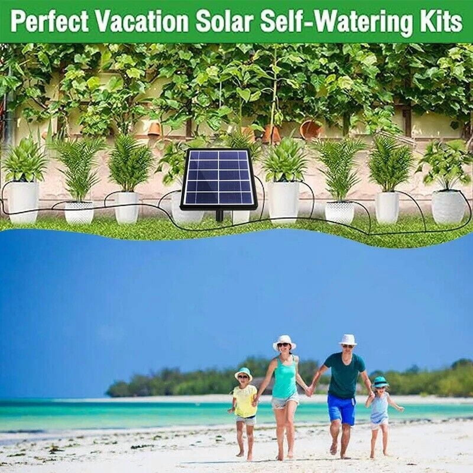 50FT Solar Drip Irrigation Kit, Auto Watering System for 15 Pots, Indoor/Outdoor Automatic Watering Timer for Holidays, Balconies, Flower Pots, Plants