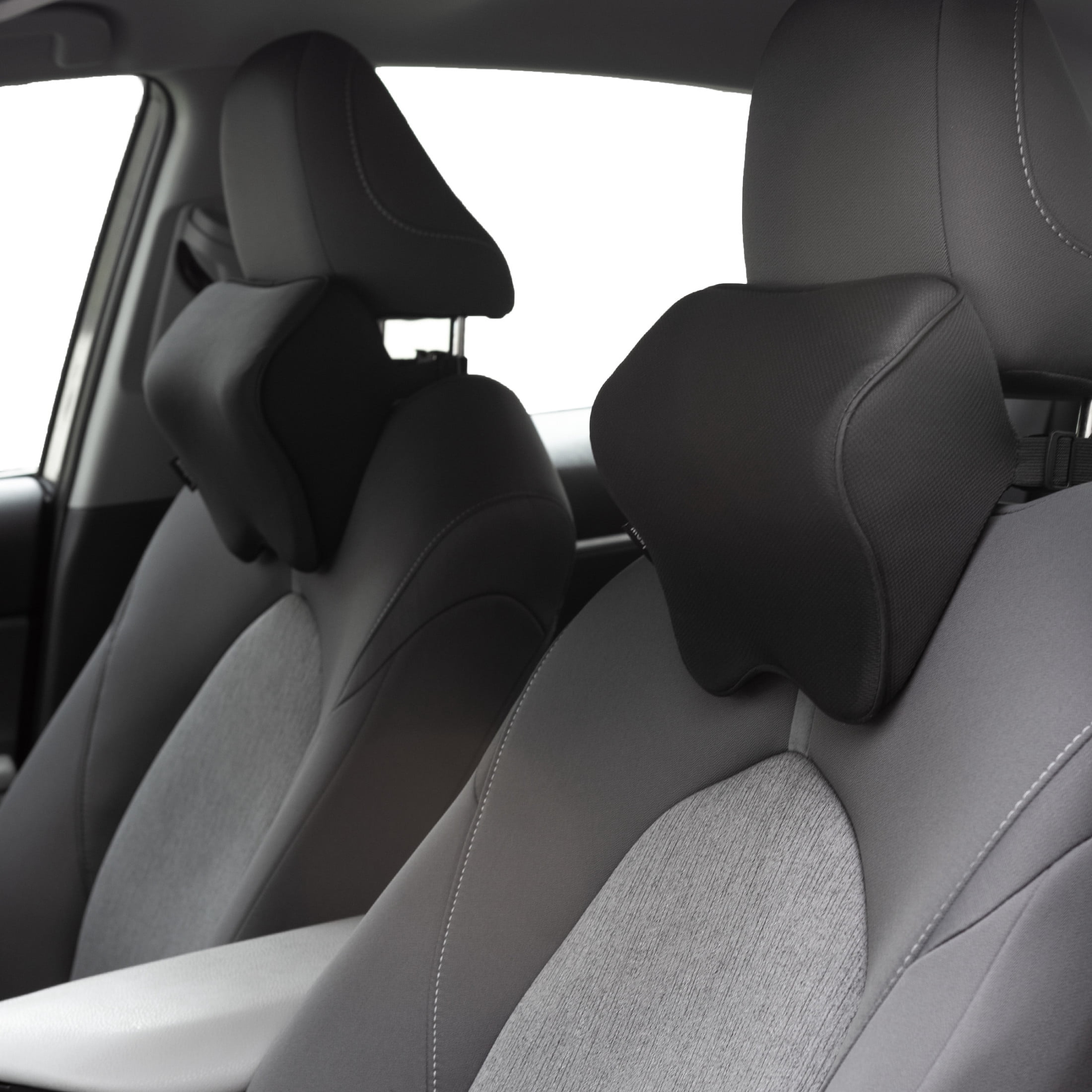 Stalwart Car Headrest Pillow 2-Pack - Memory Foam Car Neck Pillows, Black
