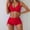 Red, variant on SEMPAI Women Bikini Set with Tie Side Boyshorts Two Piece Swimsuit High Waisted Bathing Suits Sexy Swimwear