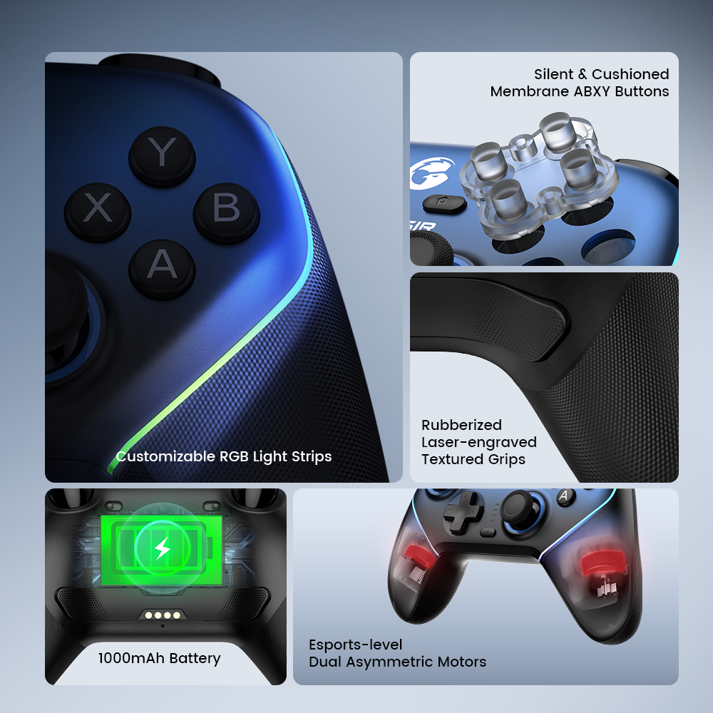 Control Inalámbrico Multifuncional GameSir Super Nova para PC/Switch/iOS/Android con Base de Carga Inteligente de Inicio-Parada Automático (Versión Rosa Batido) 6