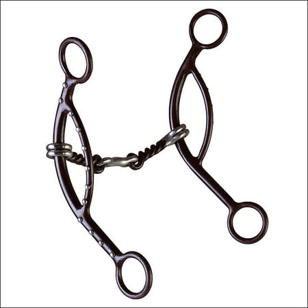 

96AI Hilason Brown Steel Sliding Dogbone Mouth Gag Horse Bit