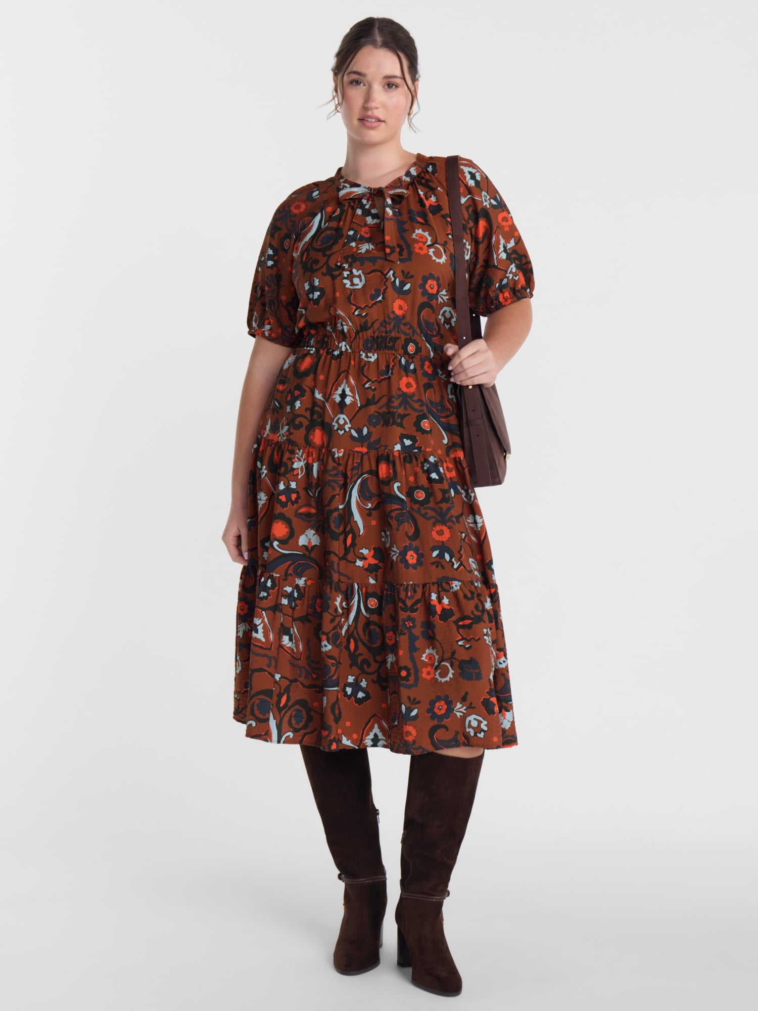 Scenario Women's Open Neck Midi Dress, Sizes XS-XXXL