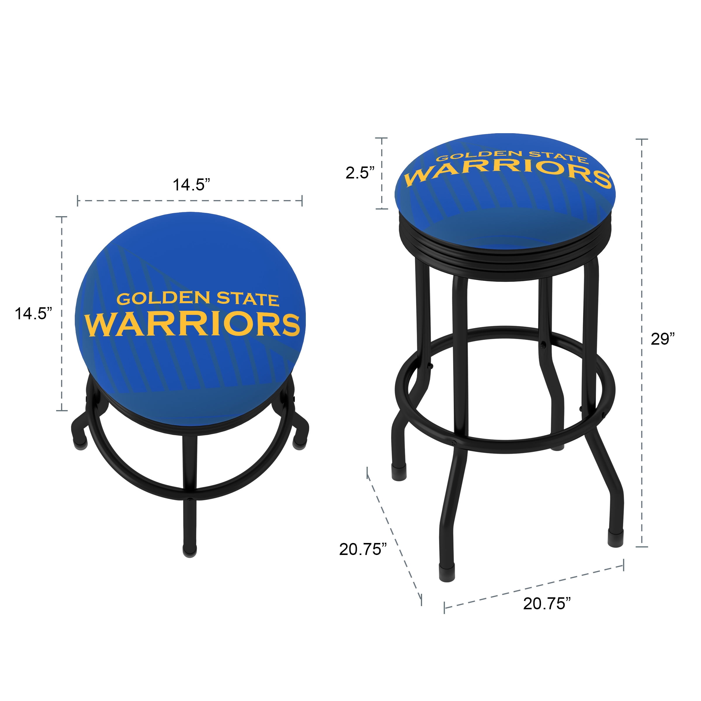 Trademark Gameroom Golden State Warriors Fade Black Ribbed Barstool