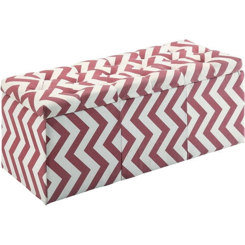 Furniture of America Aiden Rectangular Lift Top Bench Ottoman, Red/White