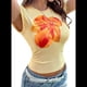 thumbnail image 3 of Camiseta de Corta con Estampado Floral Y2K para Mujer, Estilo Vintage, para Verano Amarillo M, 3 of 9