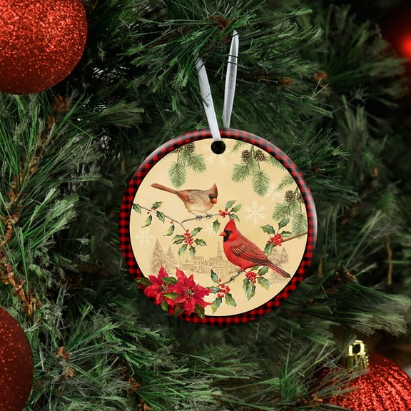 Christmas Ornaments 2024, CardinalCeramic Sublimation Ornaments, Christmas Decorations - Circle, 1 Pcs
