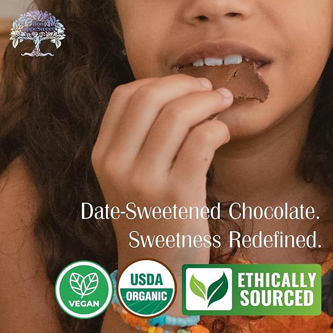 Bon Appesweet Date Sweetened Chocolate Bar - Deep Dark Chocolate | 2.2 Ounce (Pack of 5) | Organic, Zero Added Sugar, 70% Cacao, Plant Based, Dairy Free, and Guilt Free!