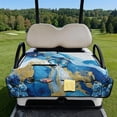 thumbnail image 2 of Xixirimido Portable Golf Cart Seat Cover with 4 Pocket Quilted Golf Cart Seat Blanket with Handle Foldable Club Car Seats Towel Fits 2-Person Golf Carts, Blue Butterfly Rose Marble, 2 of 8