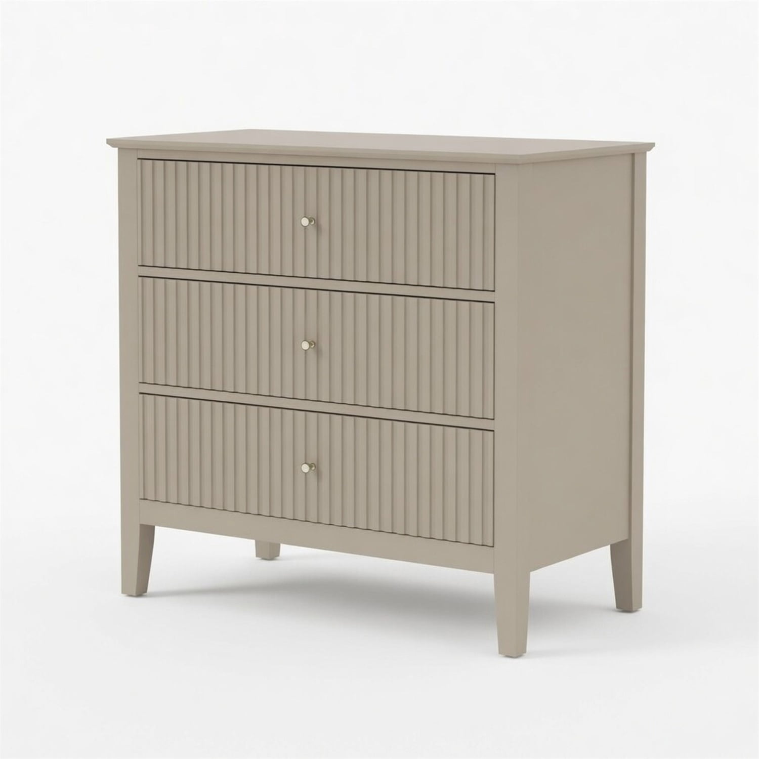 Hommoo 32"W Wooden Fluted 3-Drawer Nightstand, Large Modern Bedroom End Table, Beige