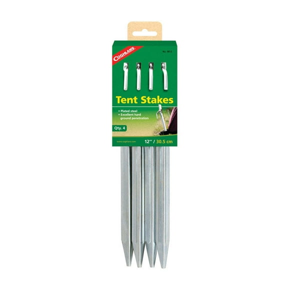 Juego de 4 estacas para tiendas de campaña Coghlan's Silver Steel, 30 cm de largo