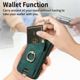 thumbnail image 3 of Allytech Wallet Case for iPhone 14, Support Car Mount, Luxury PU Leather Shockproof Anti-Fall 360° Finger Ring Stand Rotatable Kickstand Case with Magnetic Snap & Card Slots - Green, 3 of 8